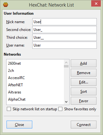 Hexchat Network List