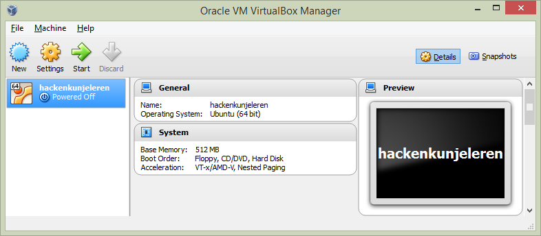 Virtualbox installatie